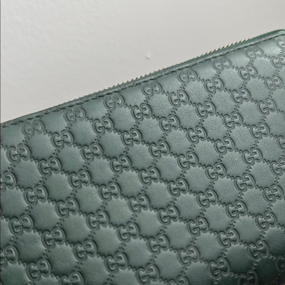 Gucci Guccissima Authentic Green Embossed Leather Wallet - Picture 9 of 11